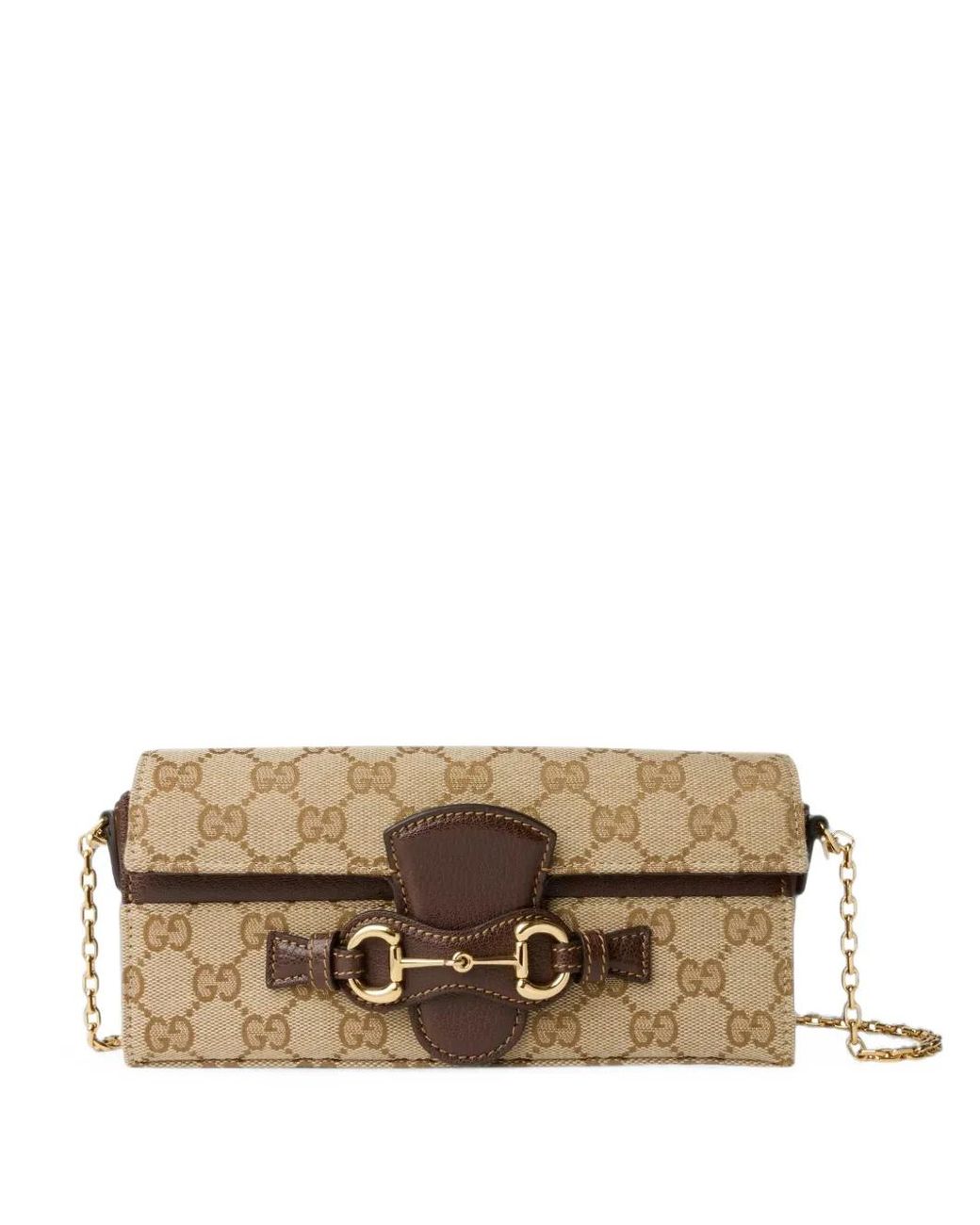 Gucci Natural Horsebit Monogram Shoulder Bag