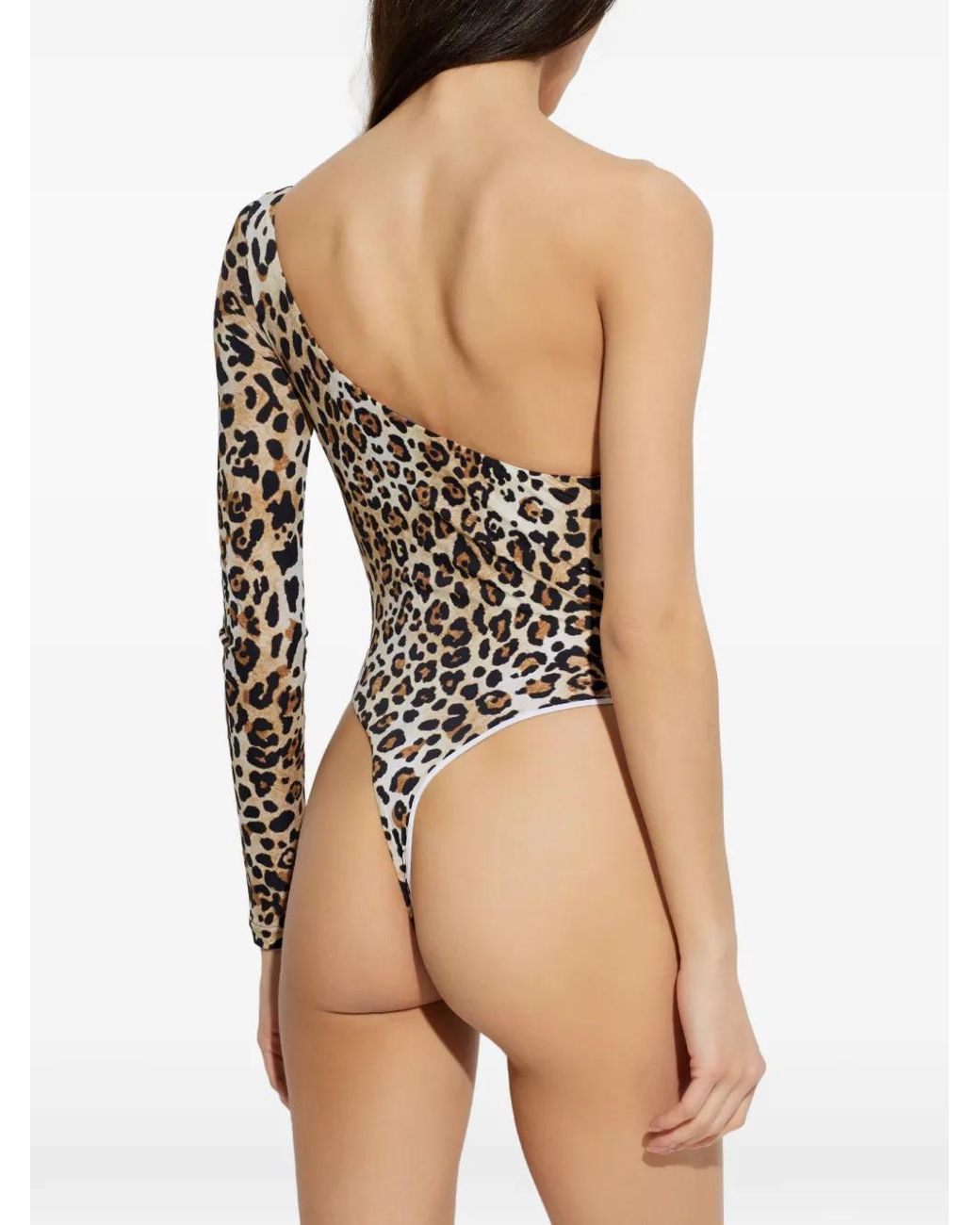 DSquared² White One-Sleeve Animal-Print Body
