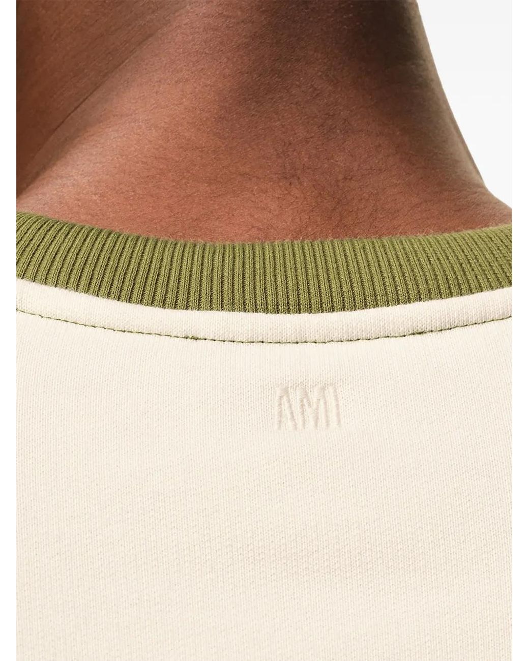 AMI Green Ami De Coeur Two-Tone Crochet Sweater