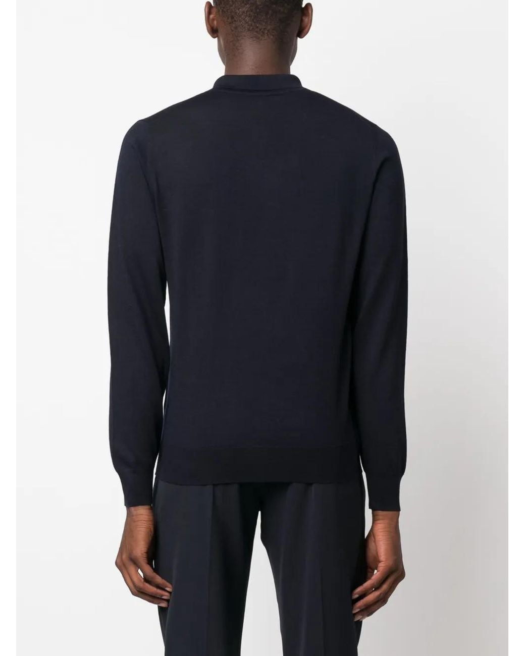 Corneliani Blue 120's Virgin Wool Polo Shirt for men