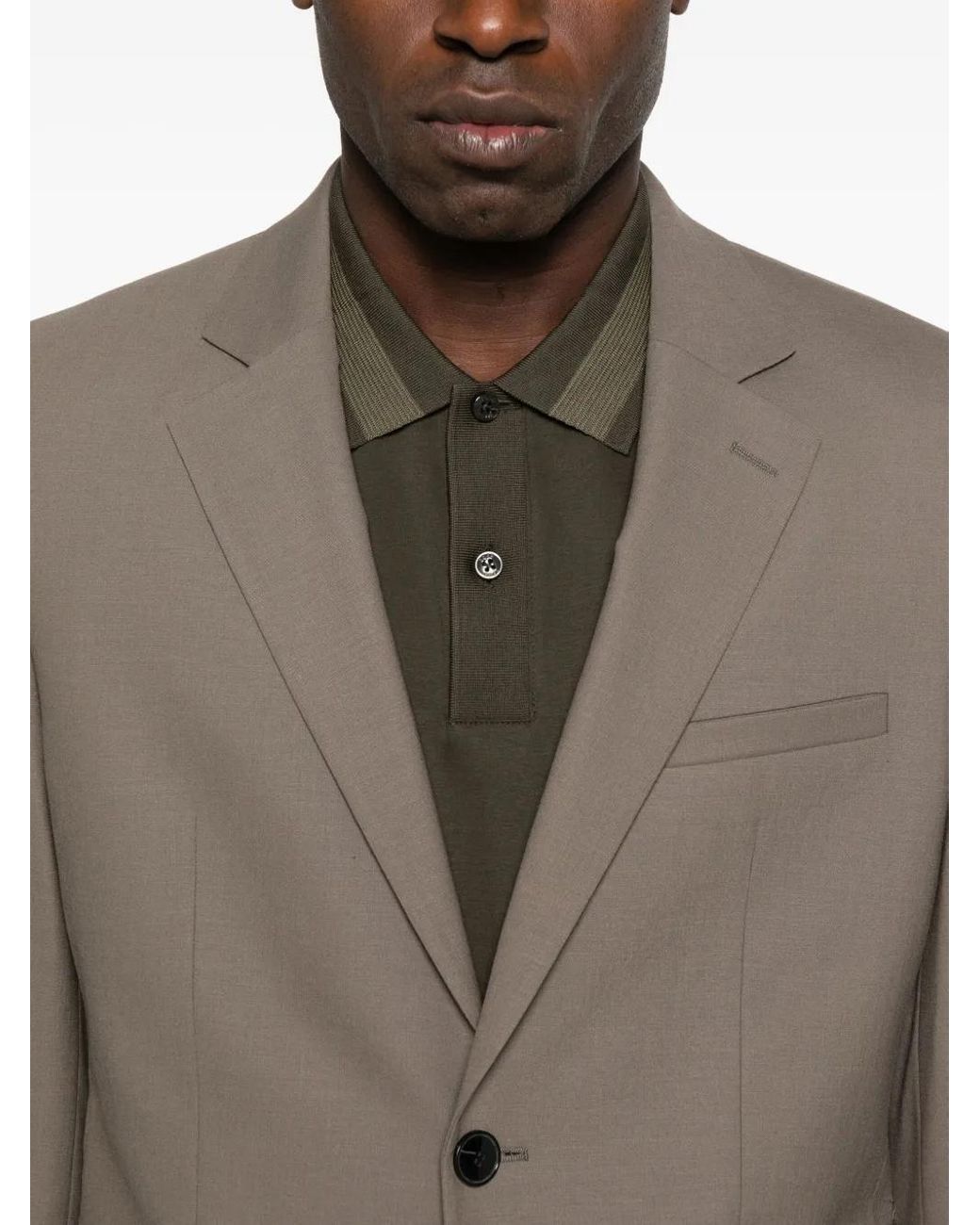 HUGO Brown Wool Blend Single-Breasted Suit for men