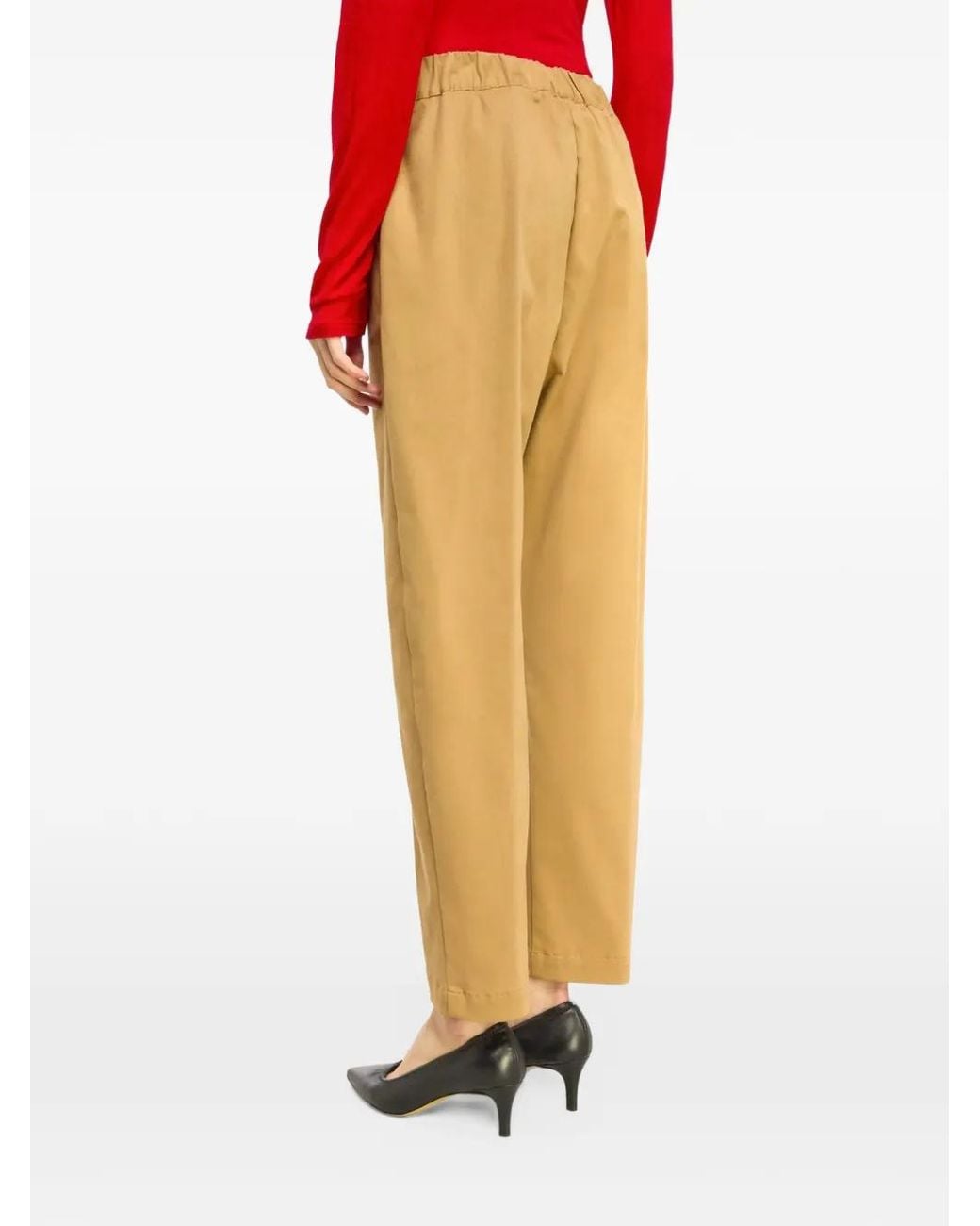 Semicouture White Buddy Drawstring-Waist Cotton-Gabardine Trousers