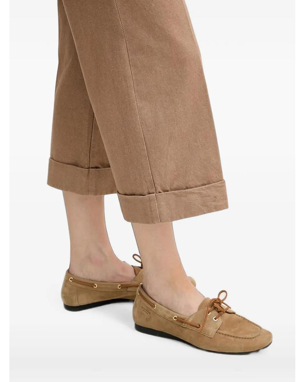 Benetton Natural Pantalon Plissé À Ourlet Retroussé