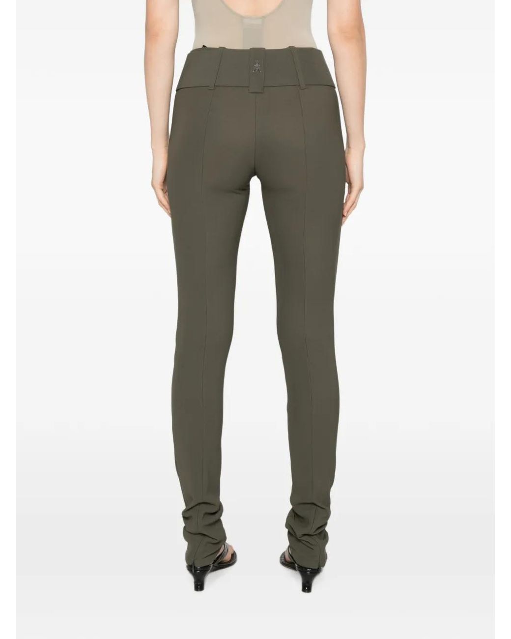 Patrizia Pepe Green Belted Slim-Fit Trousers