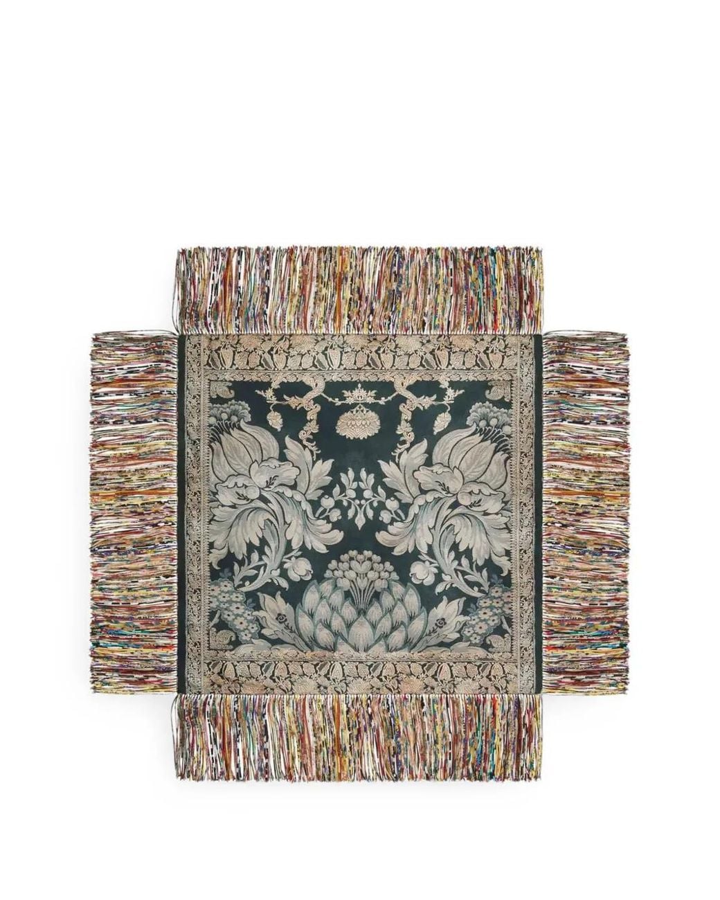 Pierre Louis Mascia Gray Aloeuw Floral-Print Fringed Scarf