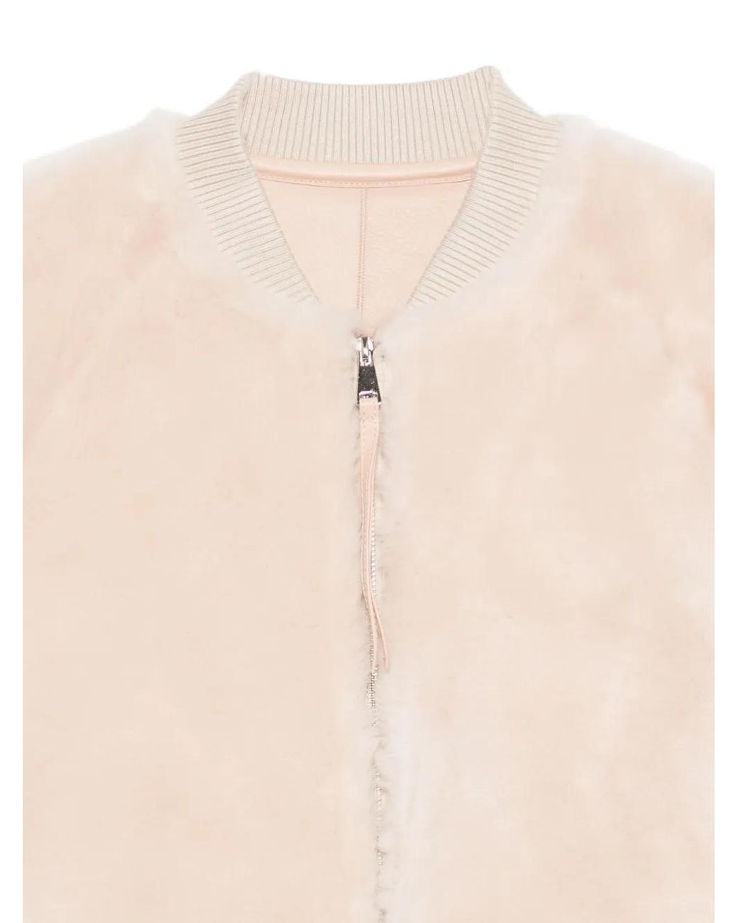 Liska Natural Ribbed-Cuff Bomber Jacket