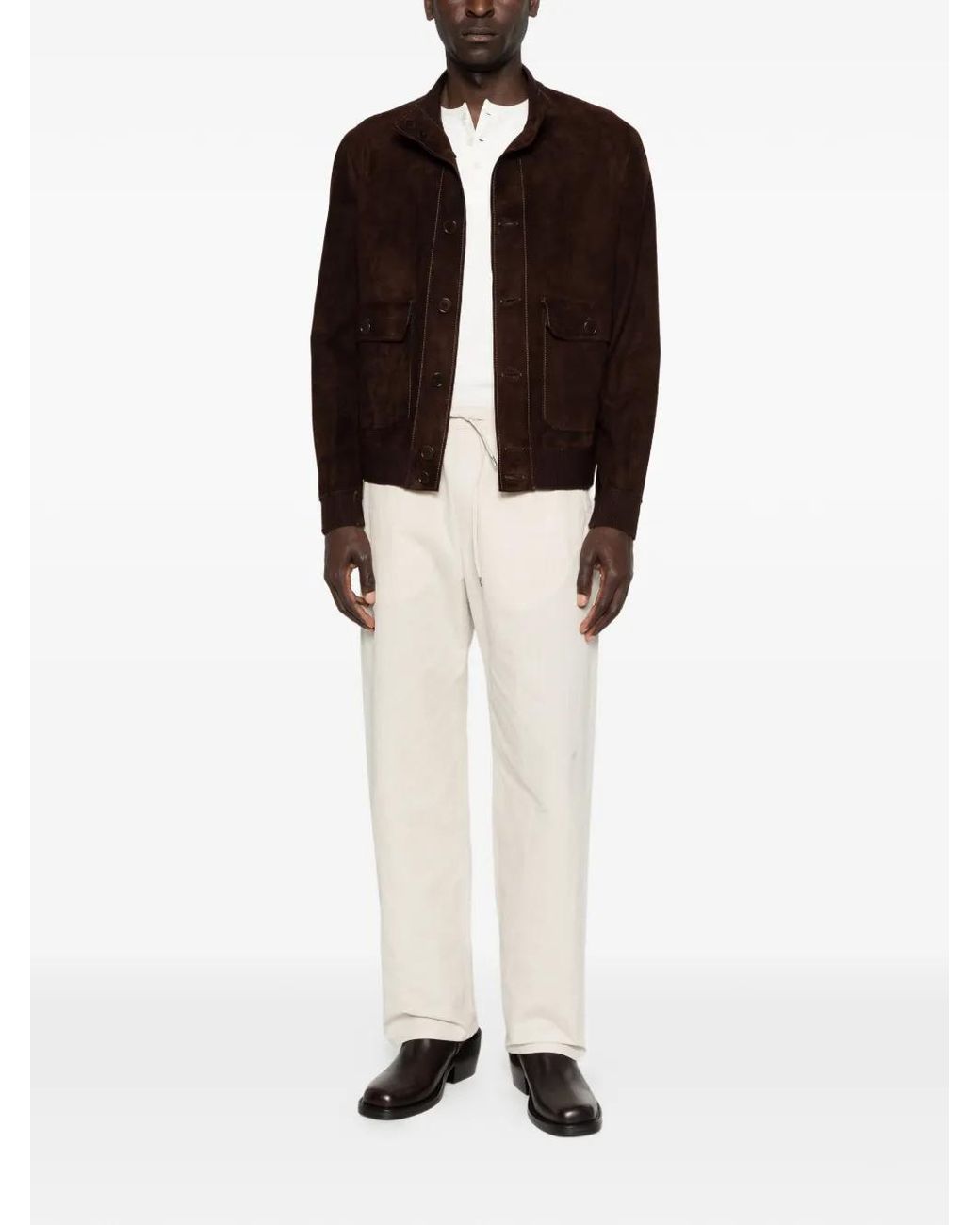 Salvatore Santoro Brown Patch-Pocket Suede Jacket for men