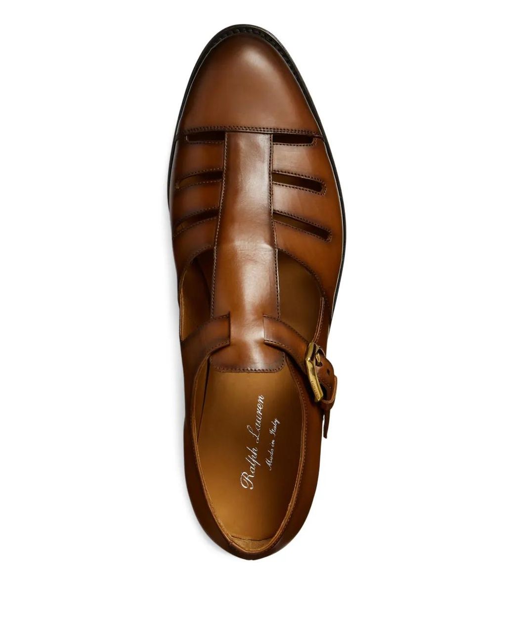 Ralph Lauren Brown Buckle Leather Loafers for men