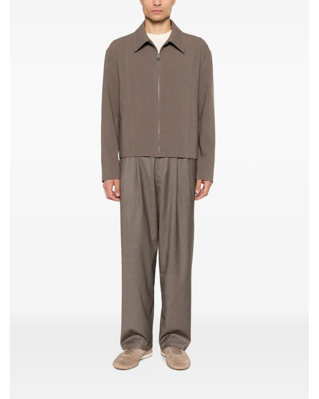 Imperial Brown Zip-Up Panelled Jacket for men