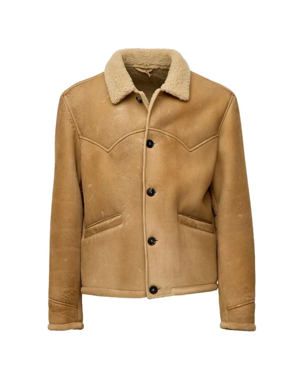 Stewart Metallic Shearling-Collar Western Jacket for men
