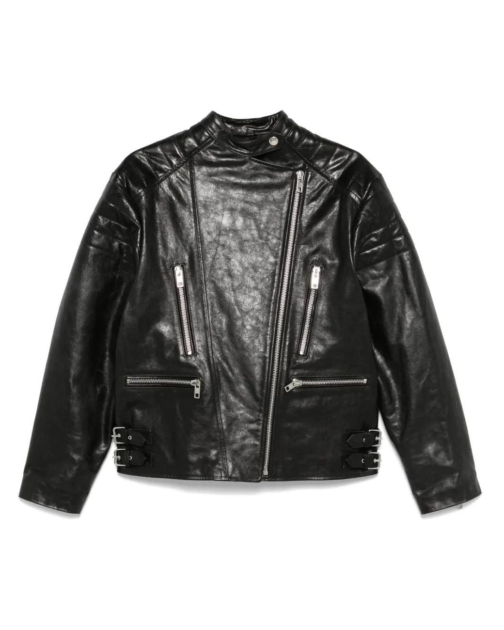 Twinset Black Leather Biker Jacket
