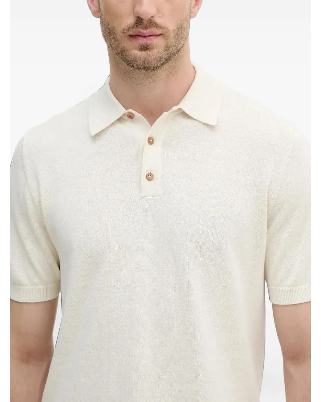Benetton White Short-Sleeve Polo Shirt for men
