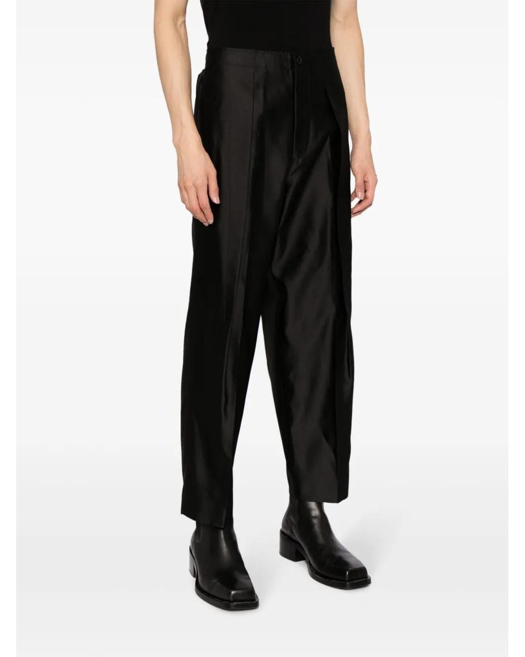 Toga Black Straight-Leg Cropped Trousers for men
