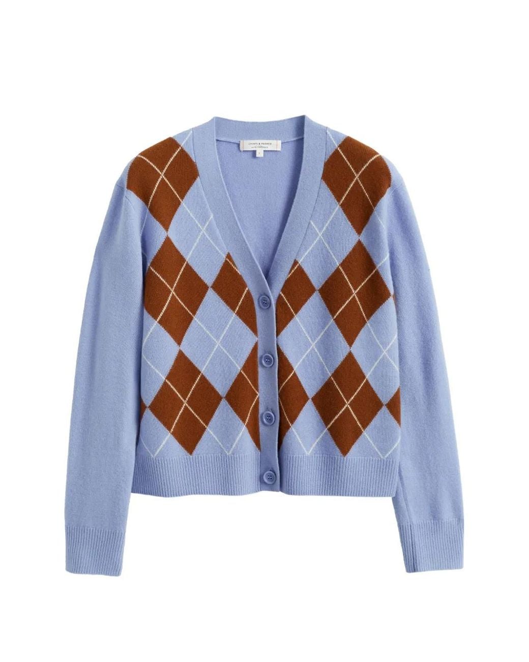 Chinti & Parker Blue Cardigan Boutonné À Motif Losanges