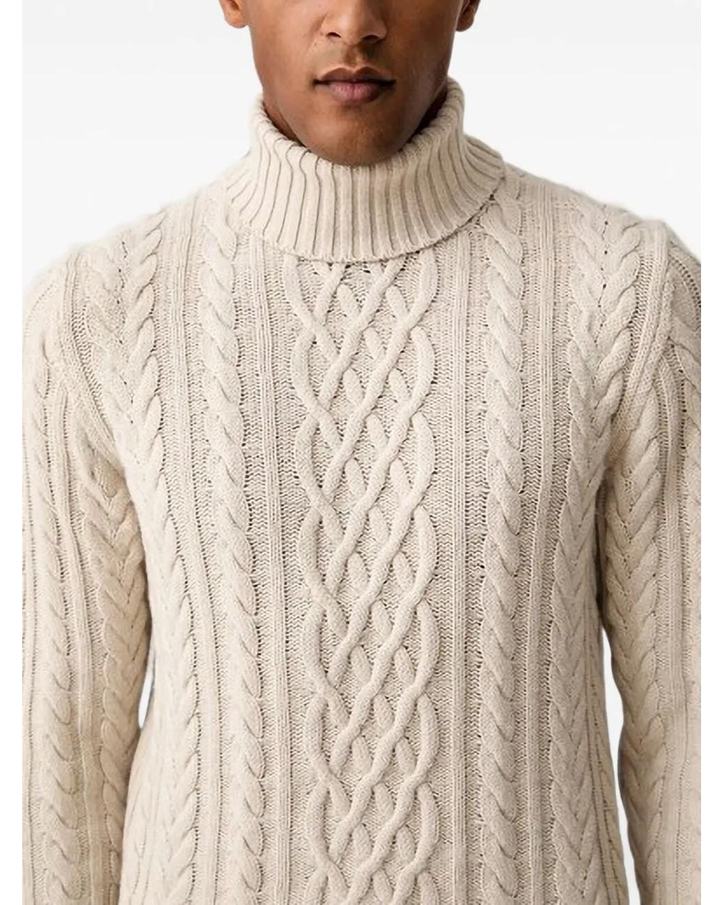 Joop! Natural Cable-Knit Roll-Neck Sweater for men