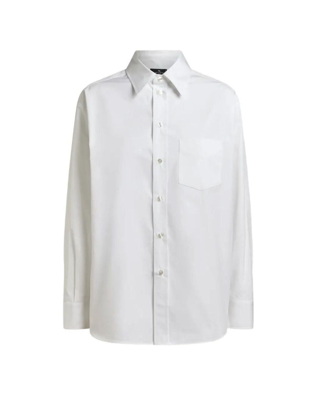 Etro White Cotton And Silk Shirt With Placed Print On The Back