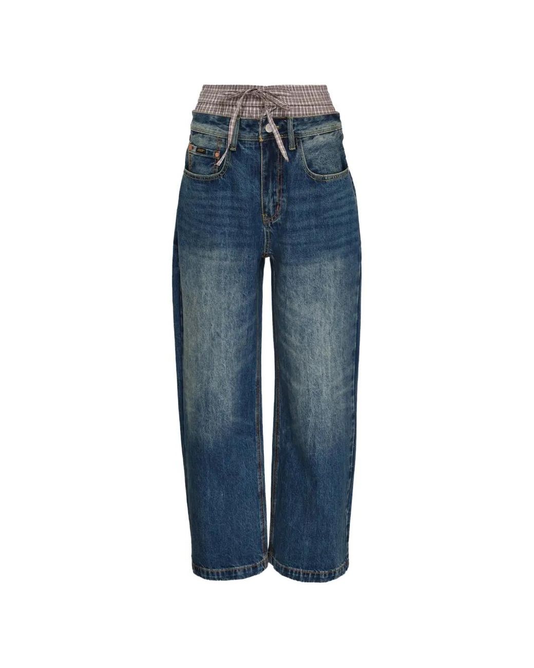 ANDERSSON BELL Blue Trunk Layered-Waist Jeans
