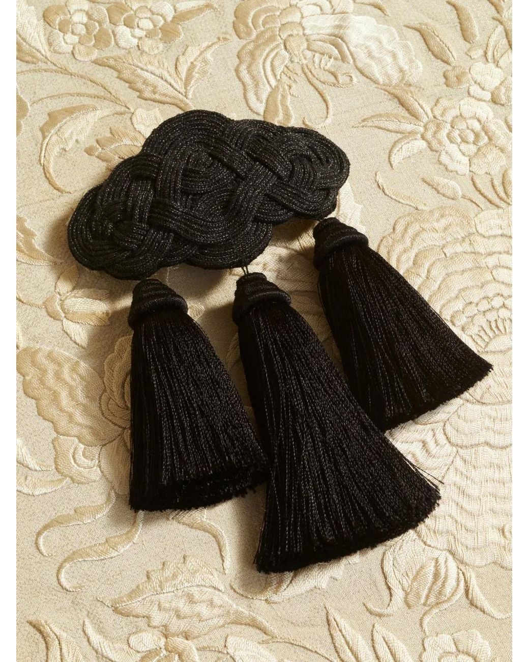 Jennifer Behr Black Olga Tassel-Embellished Barrette