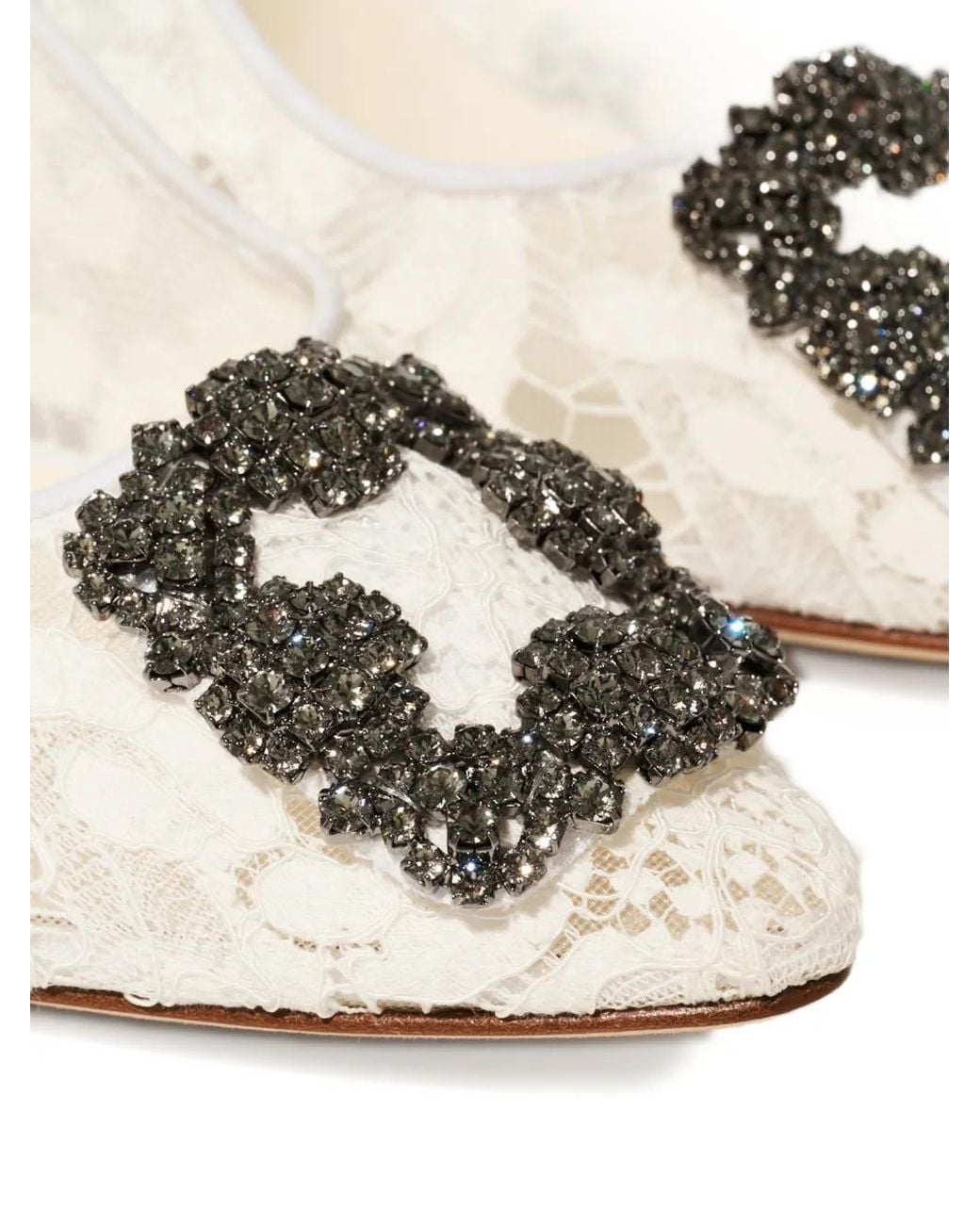 Manolo Blahnik White Hangisi Lace Pumps