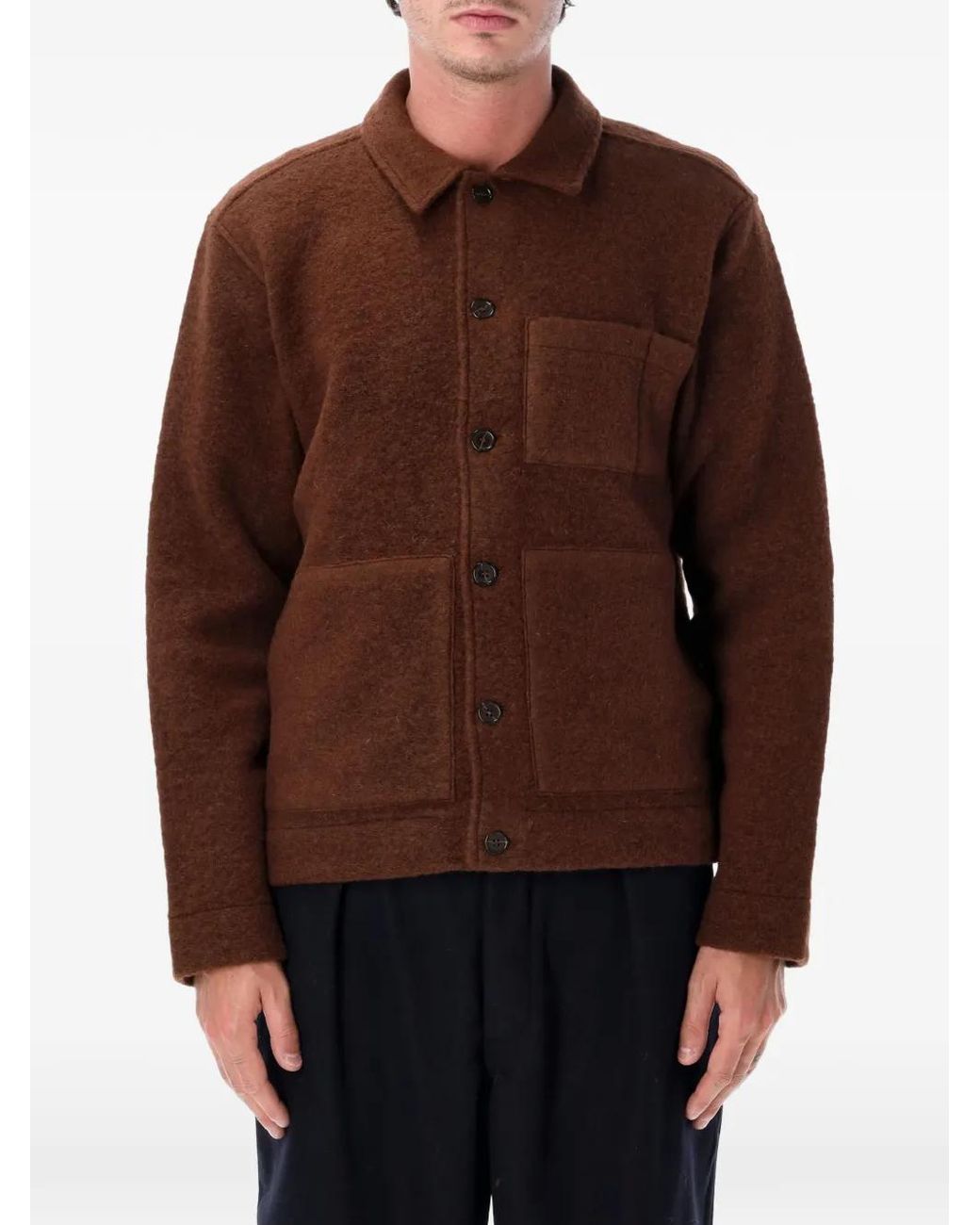 Universal Works Brown Button-Up Patch-Pocket Jacket for men
