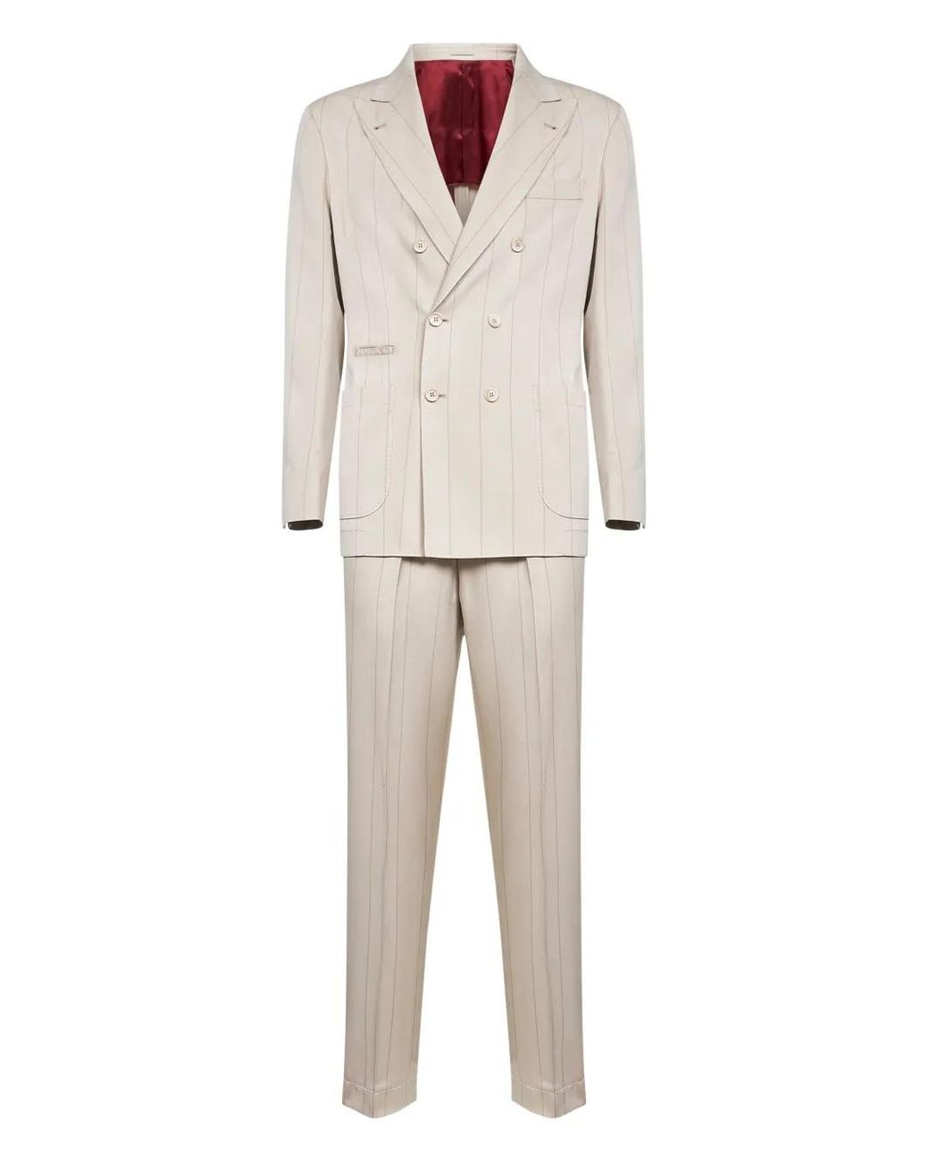Brunello Cucinelli Natural Peak-Lapel Striped Suit for men