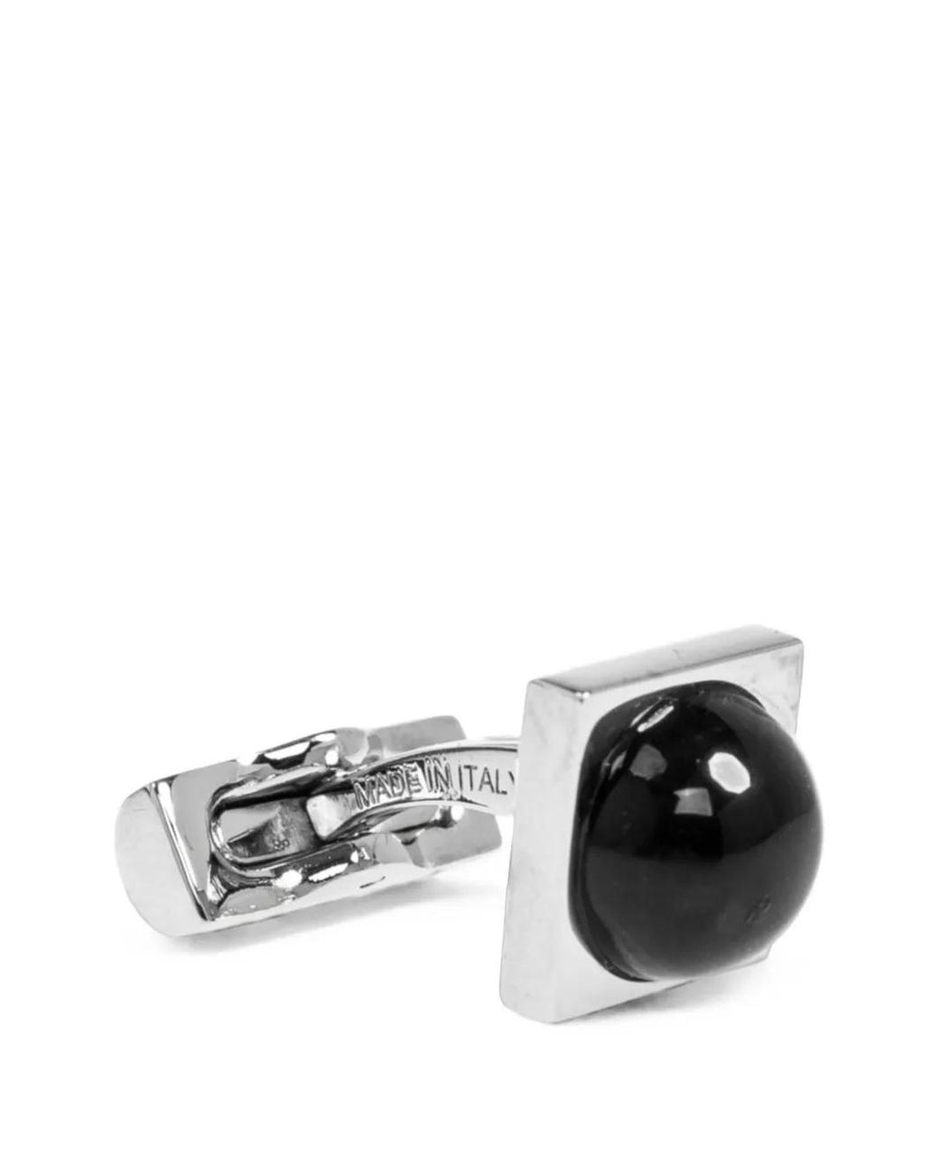 Ferragamo White Stone-Embellished Engraved-Logo Cufflinks for men