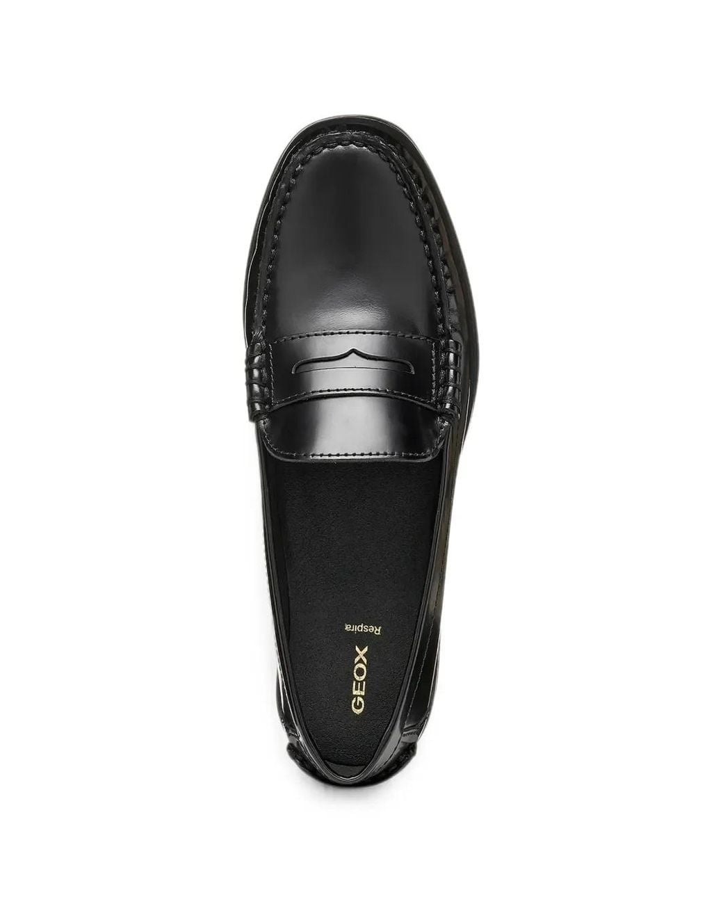 Geox Black Noemen Polished-Finish Penny Loafers