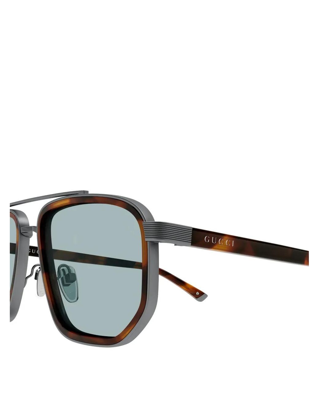 Gucci Black Tortoiseshell-Effect Double-Bridge Sunglasses for men