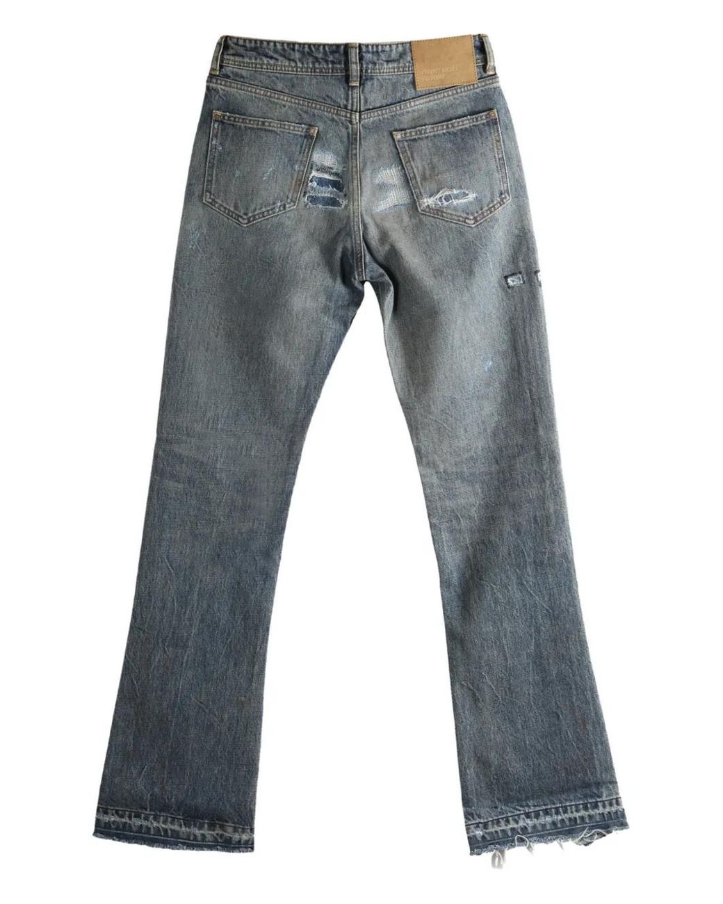 Enfants Riches Deprimes Gray Logo-Patch Distressed Denim Jeans