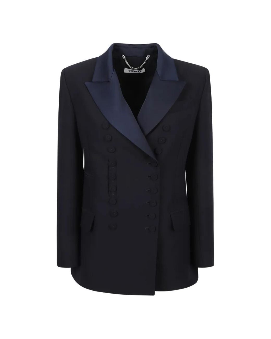 Vivetta Blue Double-Breasted Long-Sleeve Blazer