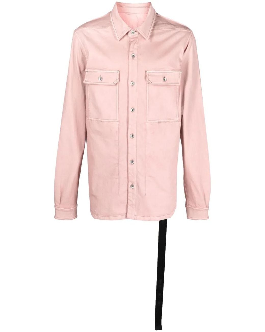 Rick Owens Pink Cotton-Blend Long-Sleeved Overshirt for men