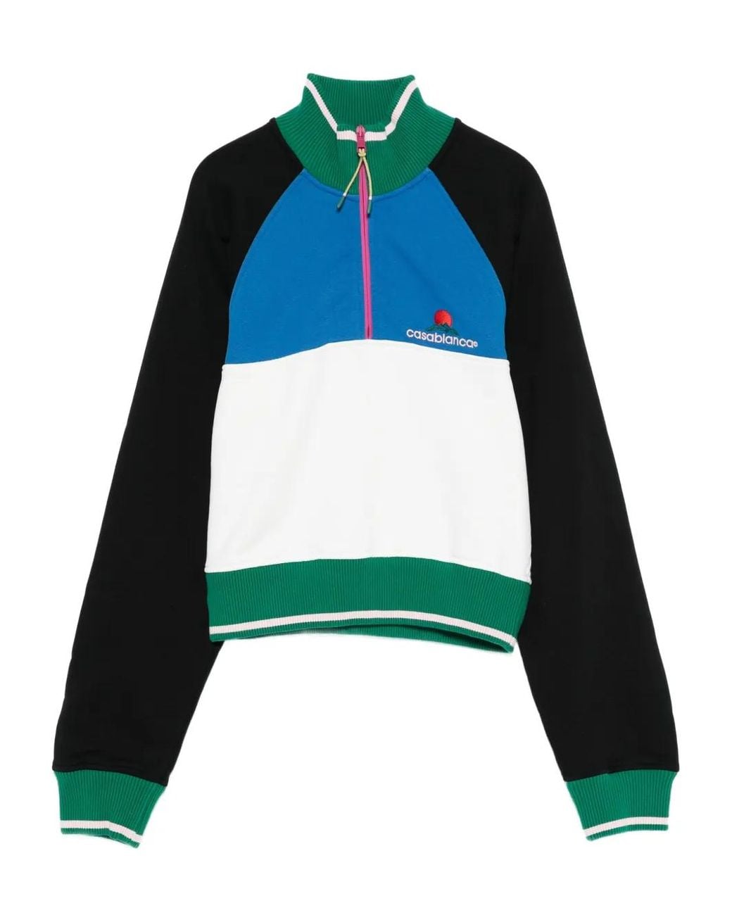 Casablanca Green 1/4 Zip Colourblock Sweatshirt