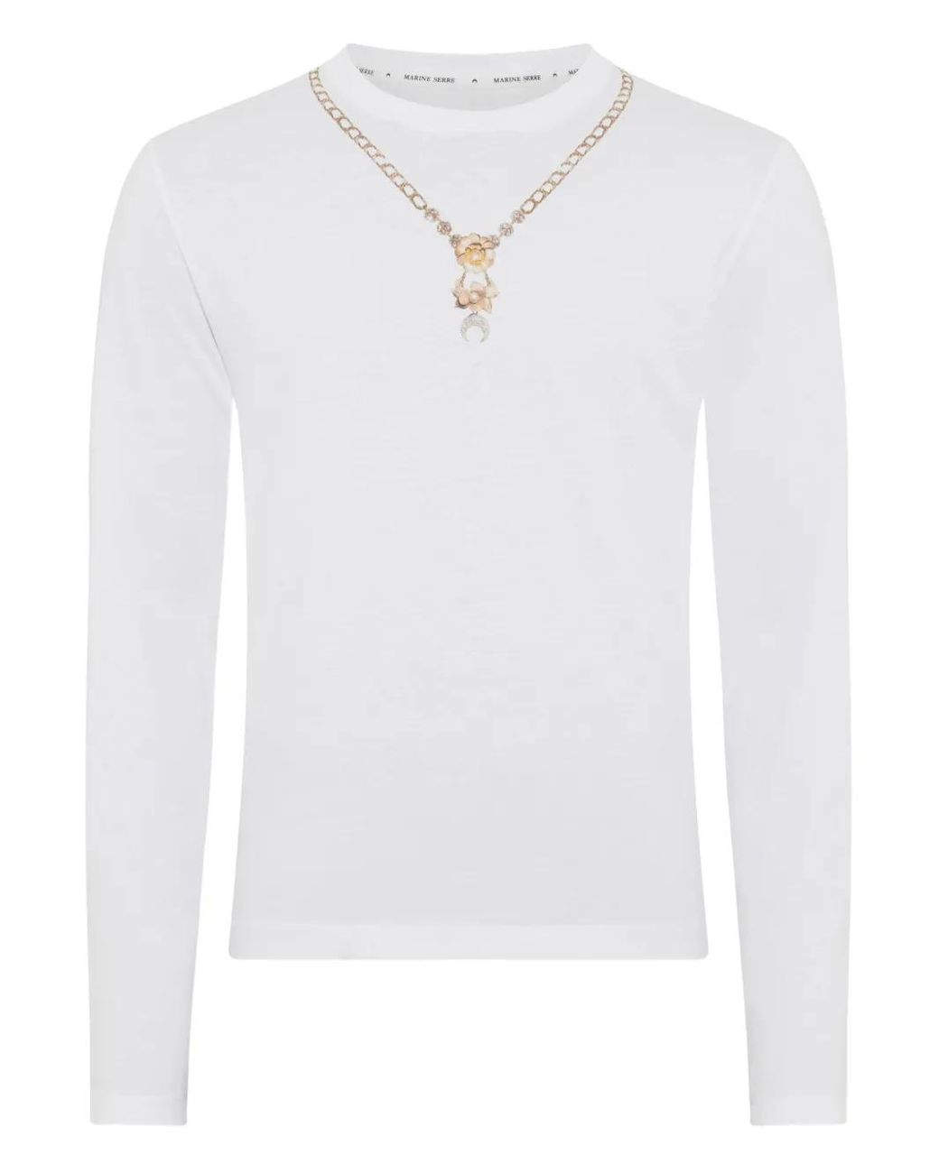 MARINE SERRE White Necklace-Print Long-Sleeve T-Shirt for men