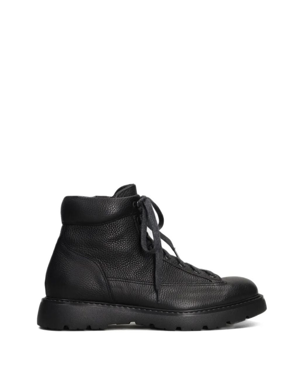 Doucal's Black Grained Leather Lace-Up Boots for men