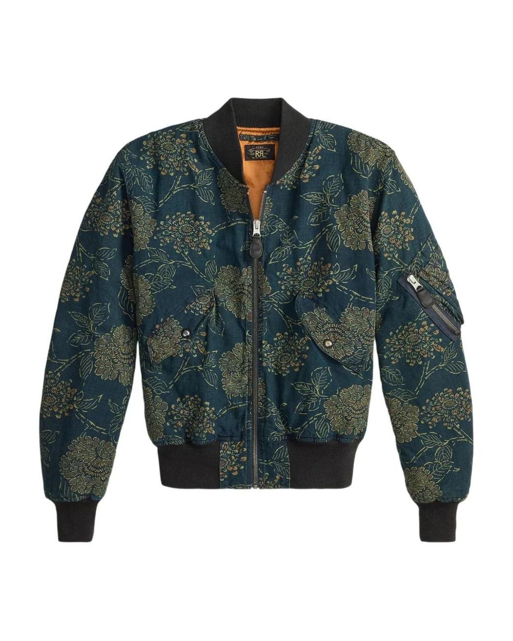 RRL Blue Floral Bomber Jacket