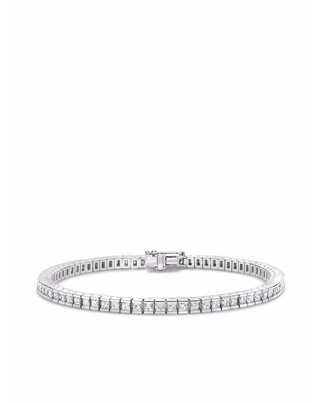 Pragnell White 18Kt Princess Cut Diamond Line Bracelet