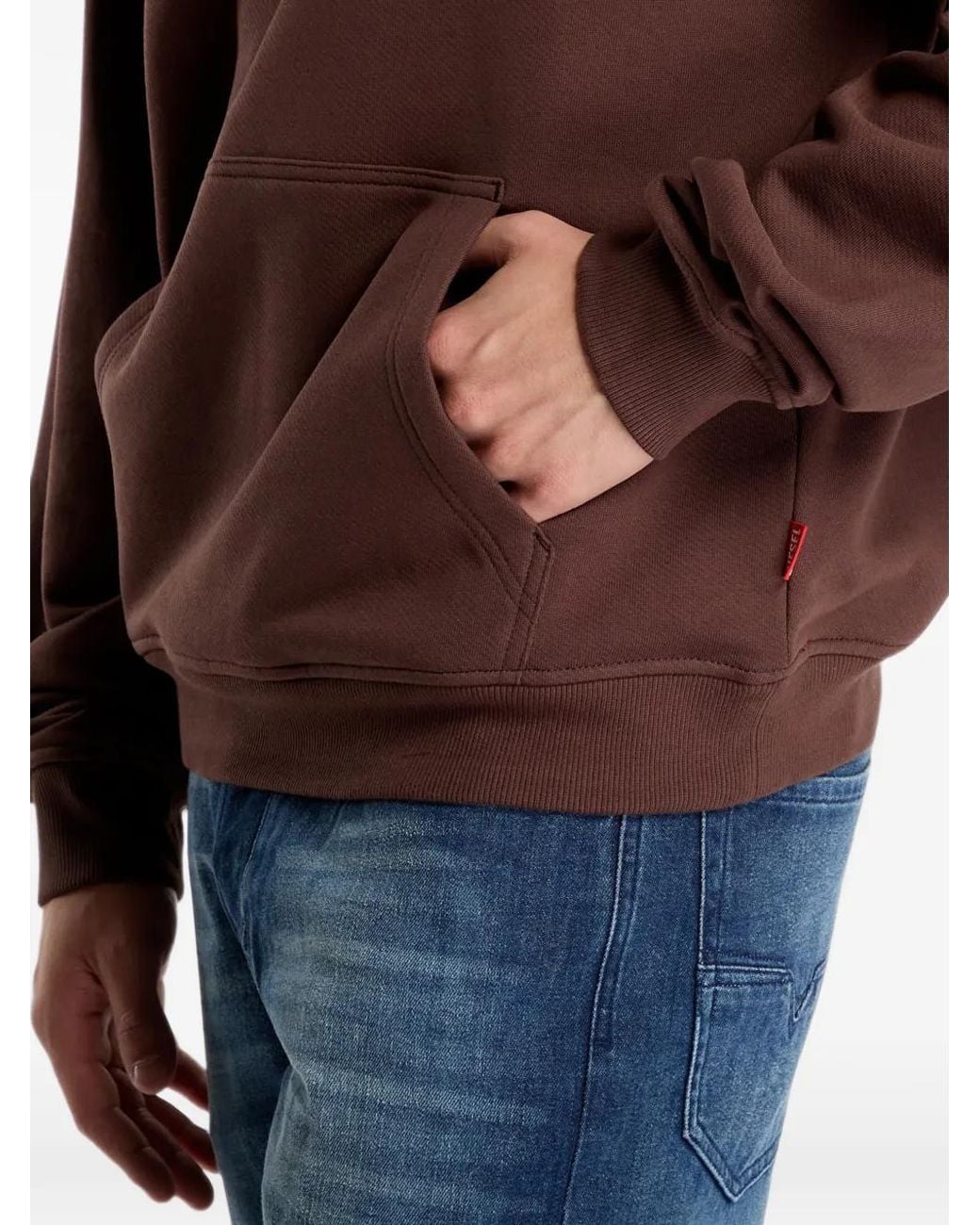 DIESEL Brown Cotton Hoodie With Flock And Crack Print for men