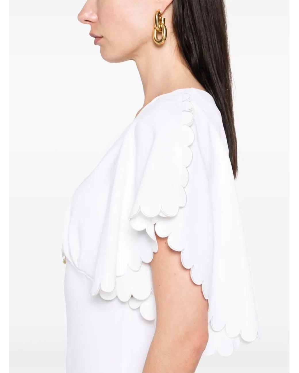 Elisabetta Franchi White Crepe Midi Dress