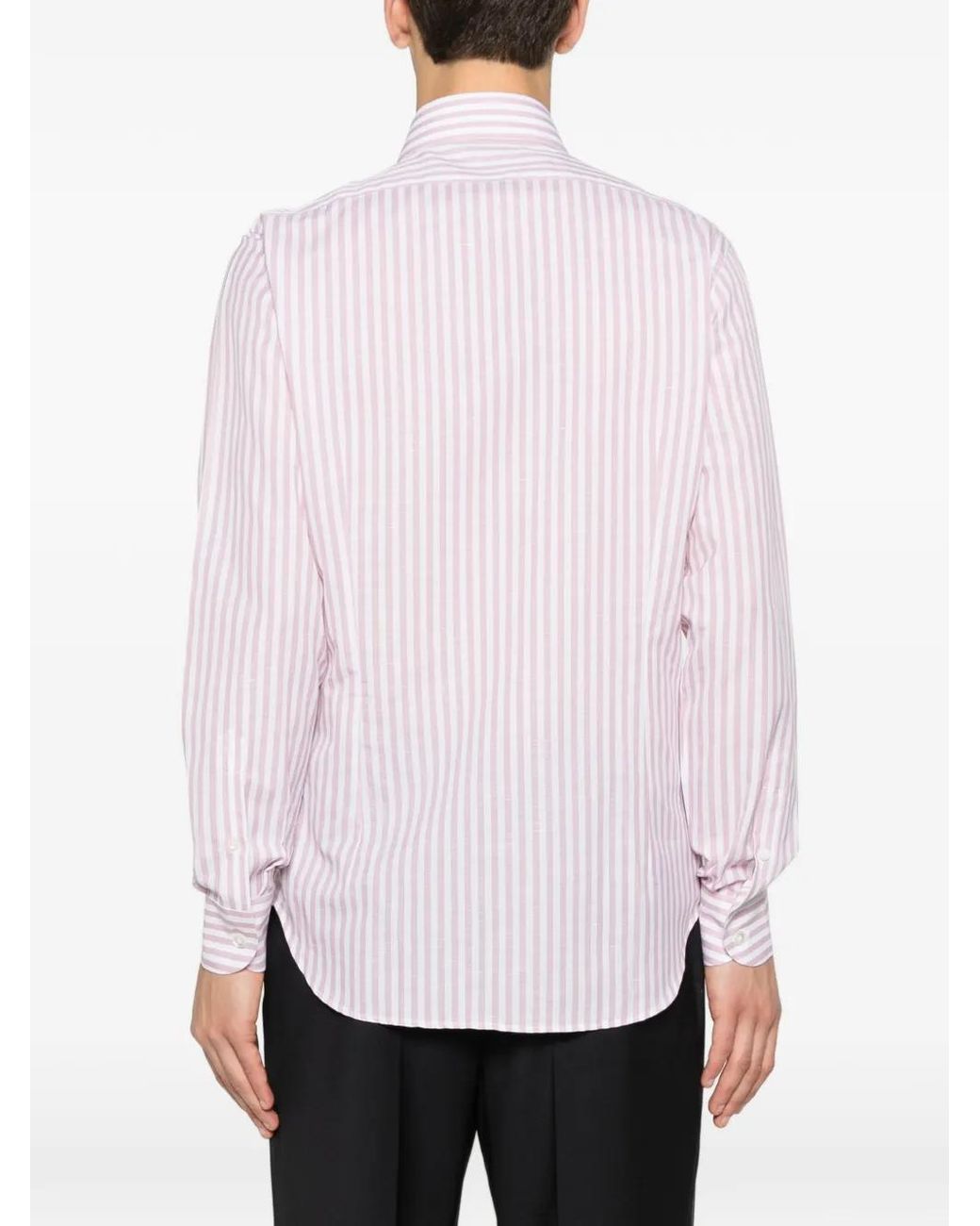 Camisa Con Rayas Estampadas Eleventy de hombre de color Pink