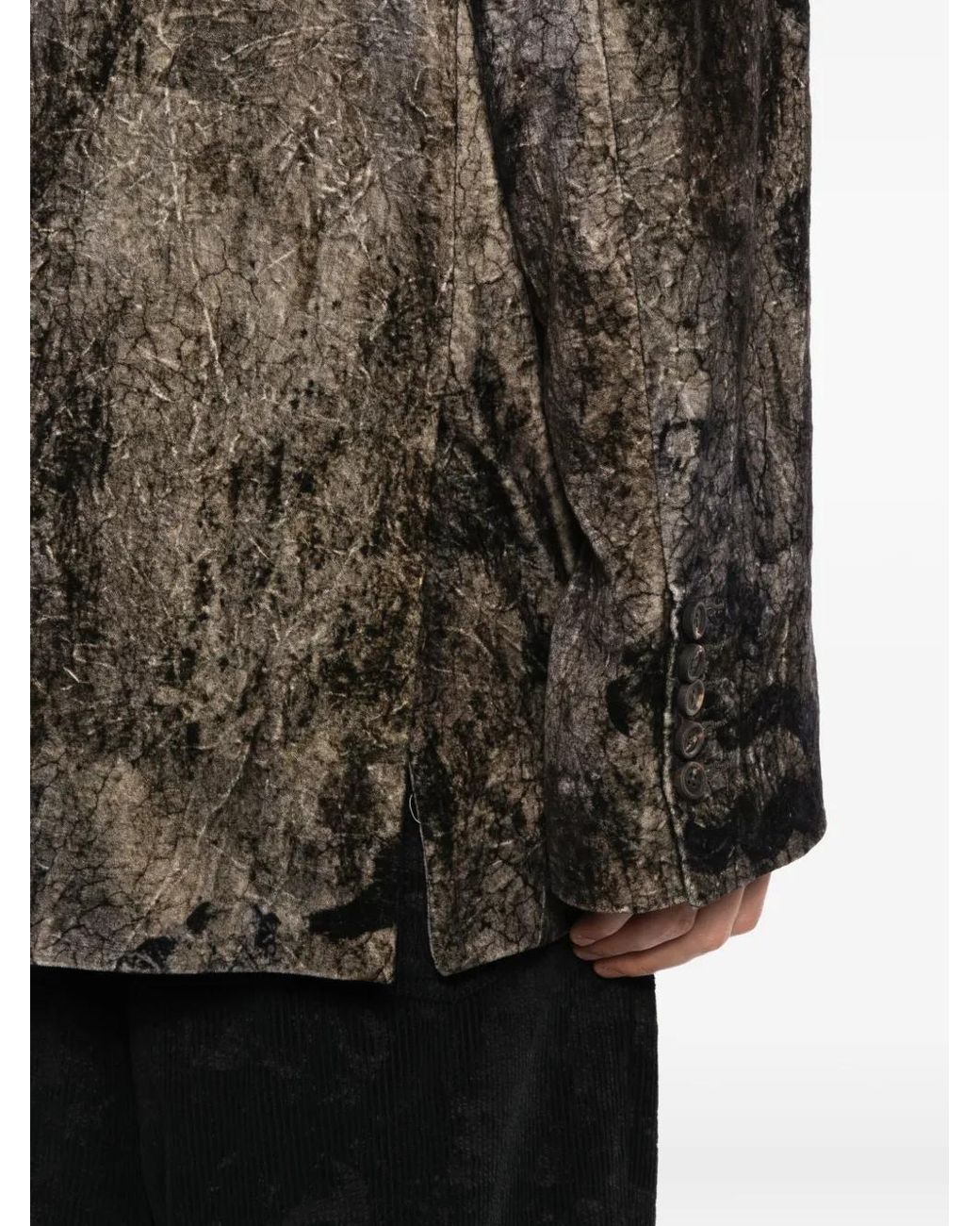 Ziggy Chen Brown Crinkled-Finish Double-Breasted Jacket for men