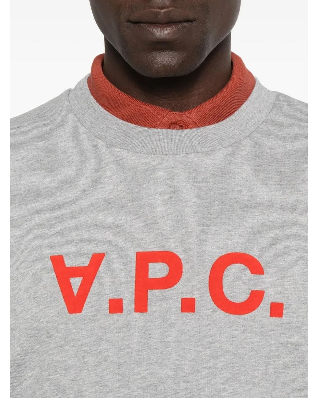 A.P.C. Gray Logo-Embroidered Crew-Neck Sweatshirt for men
