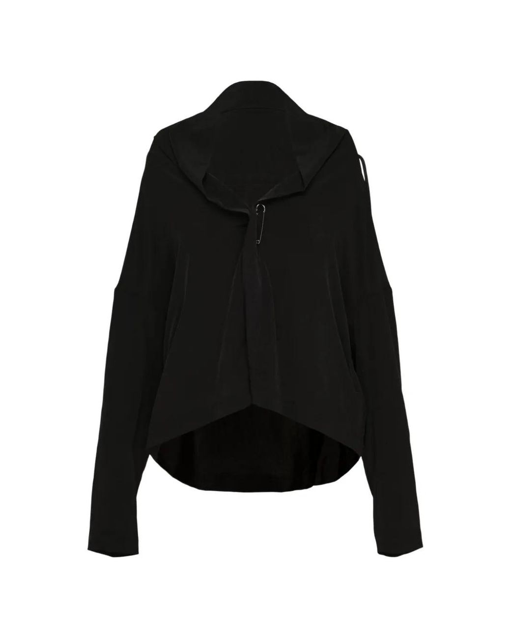 Yohji Yamamoto Black Safety-Pin-Fastening Drawstring Jacket