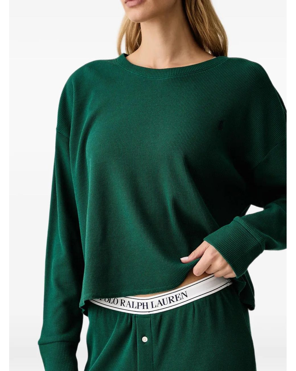 Polo Ralph Lauren Green Waffle-Knit Logo-Embroidered Pyjamas
