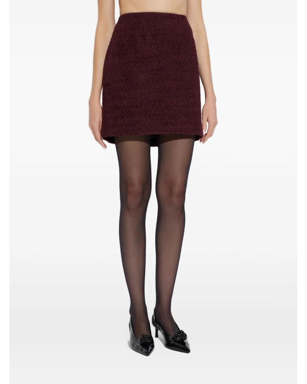 ROTATE BIRGER CHRISTENSEN Purple Bouclé-Effect Mini Skirt