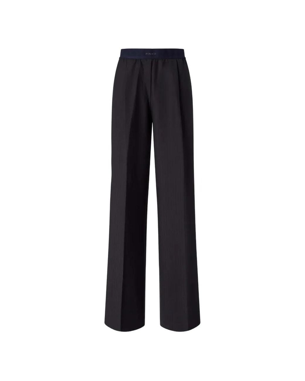 Pinko Blue Stretch Wool-Blend Palazzo Trousers