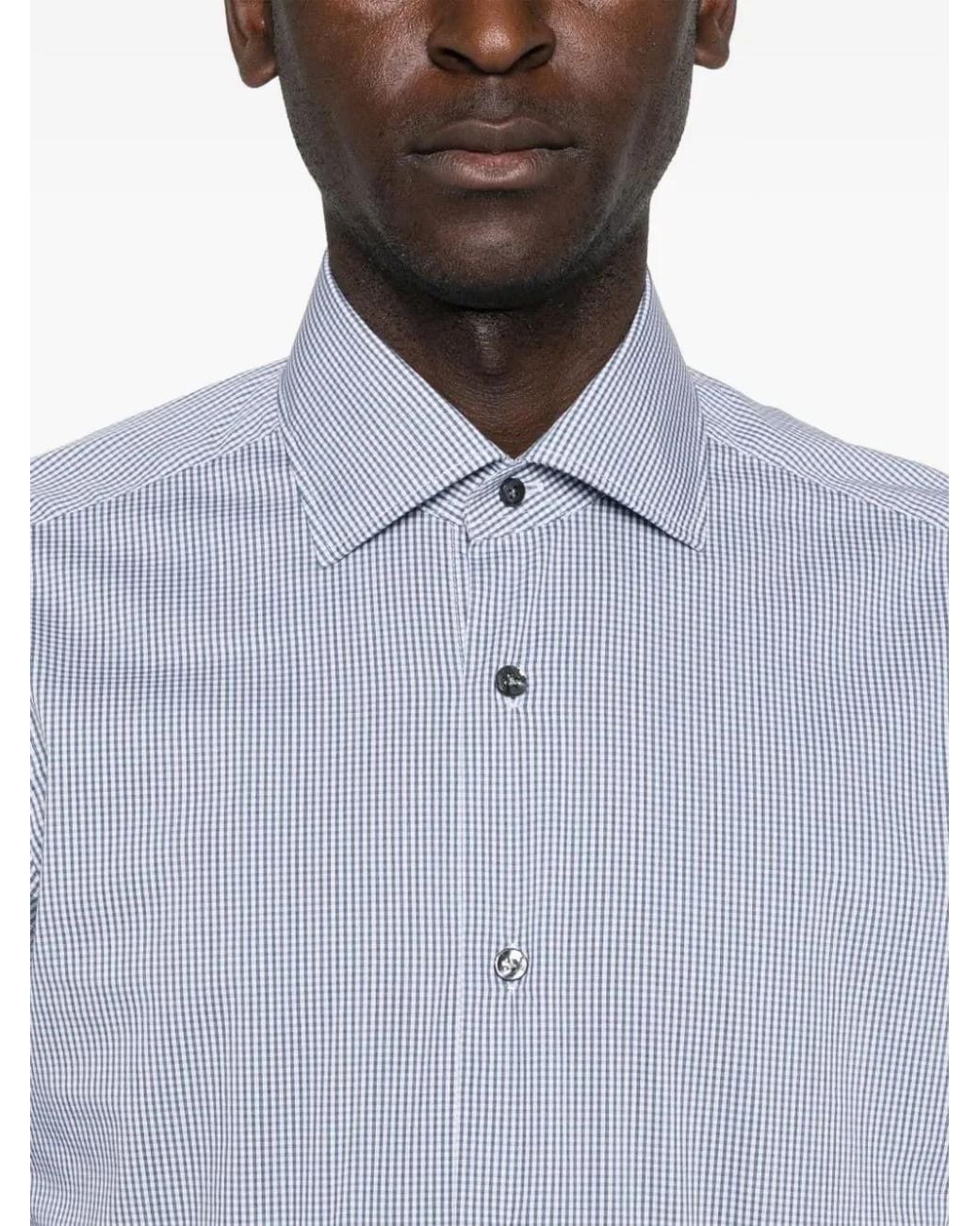 Barba Napoli Blue Checked Shirt for men