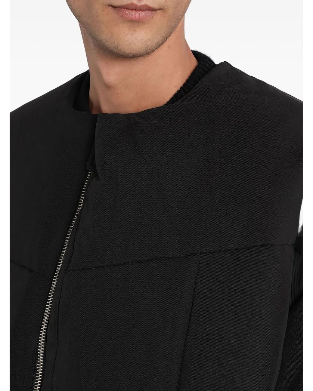 Entire studios Black Collarless Padded Jacket for men