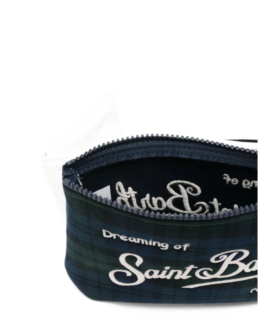 Mc2 Saint Barth Black Aline Tartan Embroidered Clutch Bag