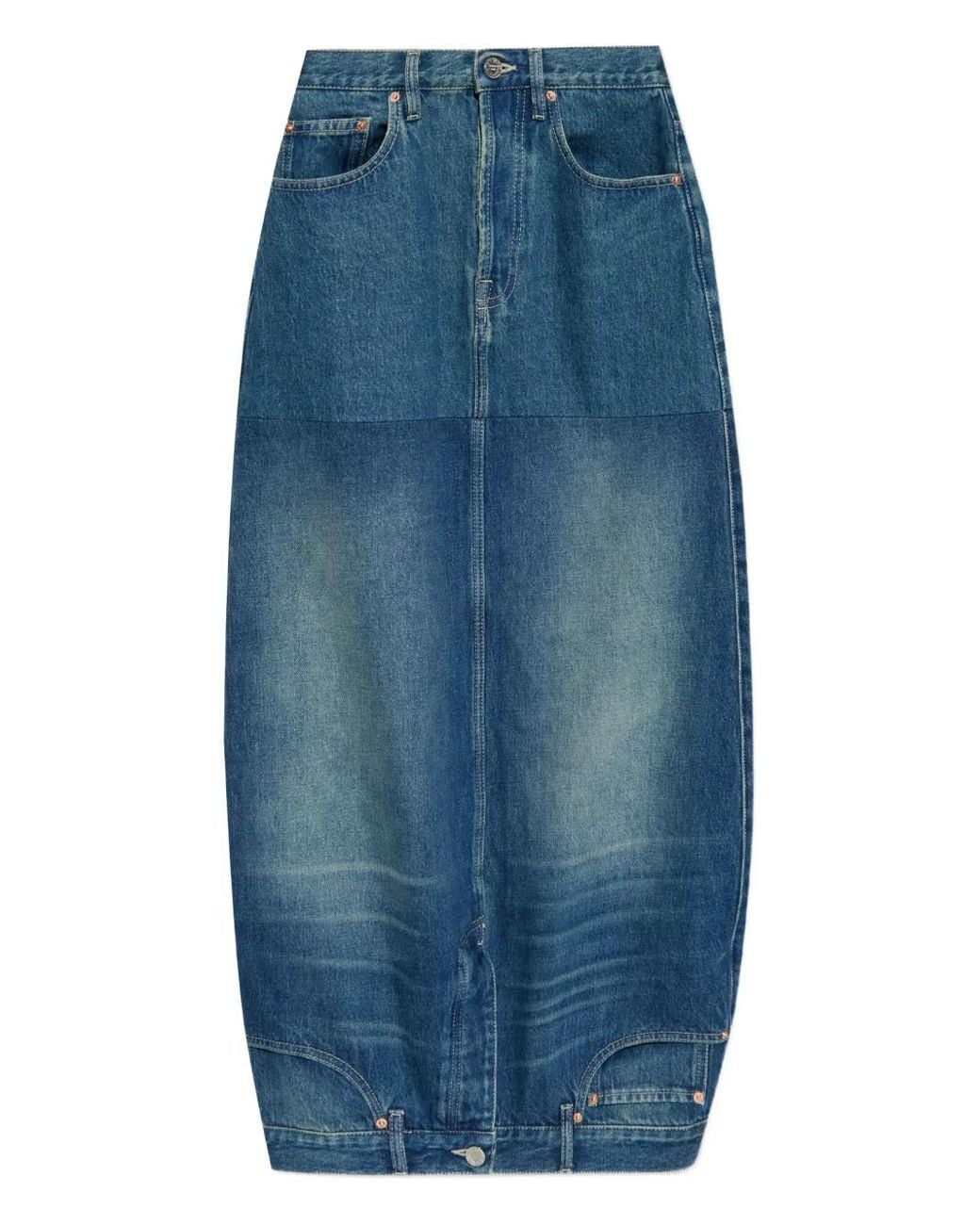 Vetements Blue Upside-Down Denim Midi Skirt
