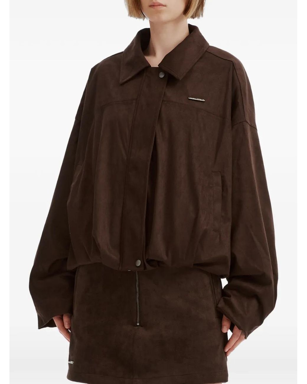 Izzue Brown Suede-Effect Bomber Jacket